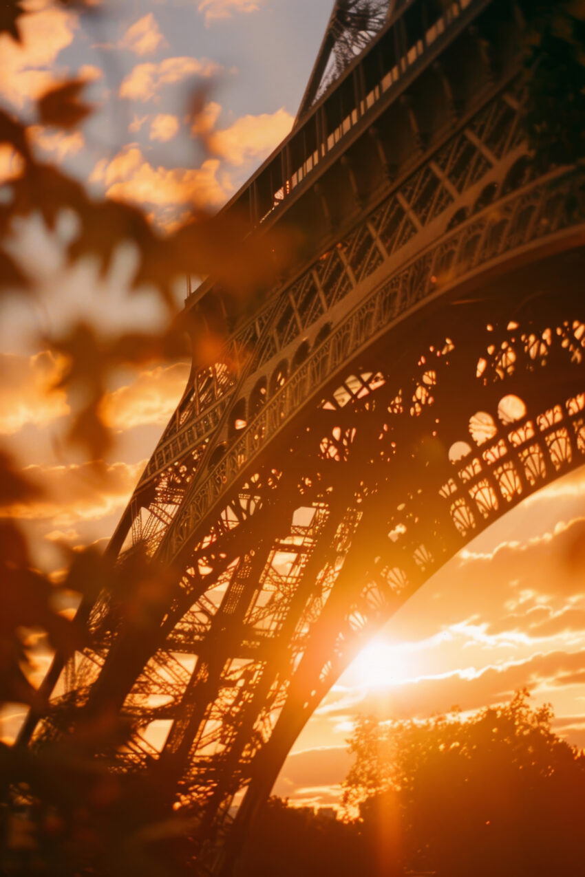 Fotografie Poster Eiffelturm Sonnenuntergang golden warm