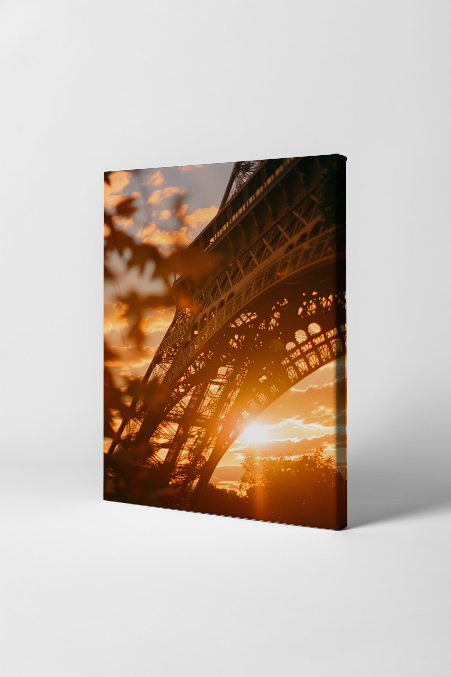 Fotografie Poster Eiffelturm Sonnenuntergang golden warm