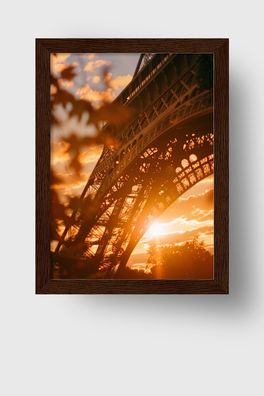 Fotografie Poster Eiffelturm Sonnenuntergang golden warm