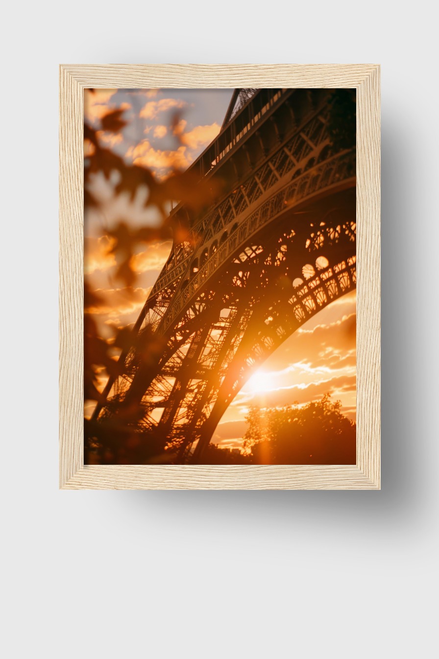 Fotografie Poster Eiffelturm Sonnenuntergang golden warm