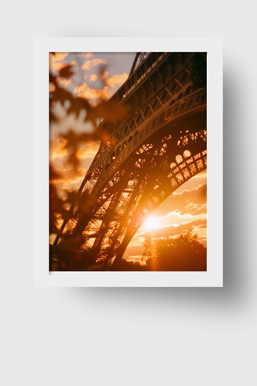 Fotografie Poster Eiffelturm Sonnenuntergang golden warm