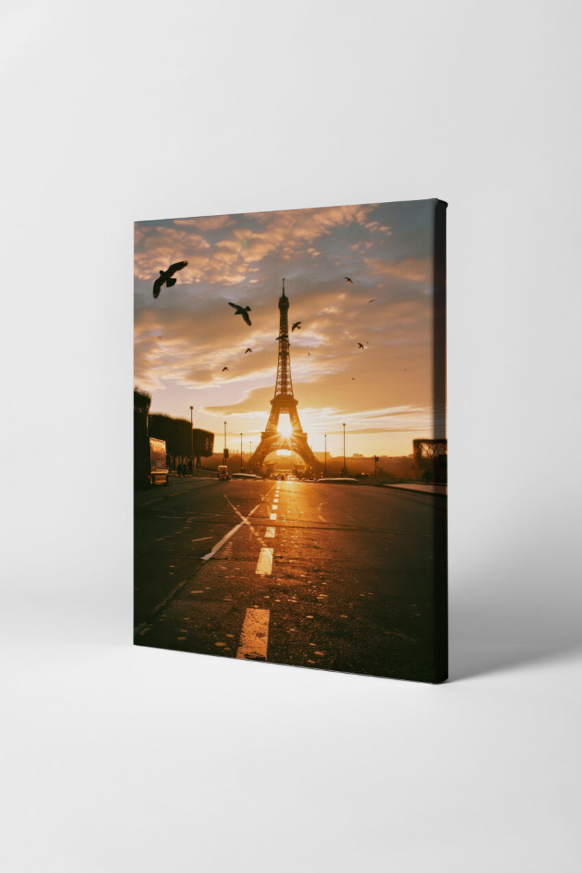 Fotografie Poster Eiffelturm Sonne orange Licht Stadt
