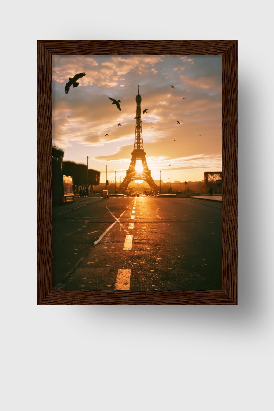 Fotografie Poster Eiffelturm Sonne orange Licht Stadt