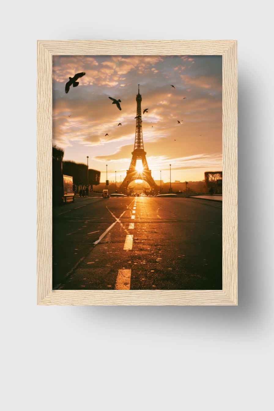 Fotografie Poster Eiffelturm Sonne orange Licht Stadt
