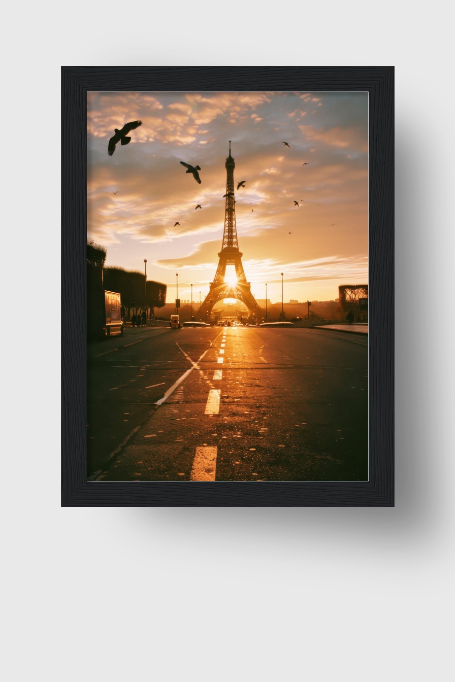 Fotografie Poster Eiffelturm Sonne orange Licht Stadt