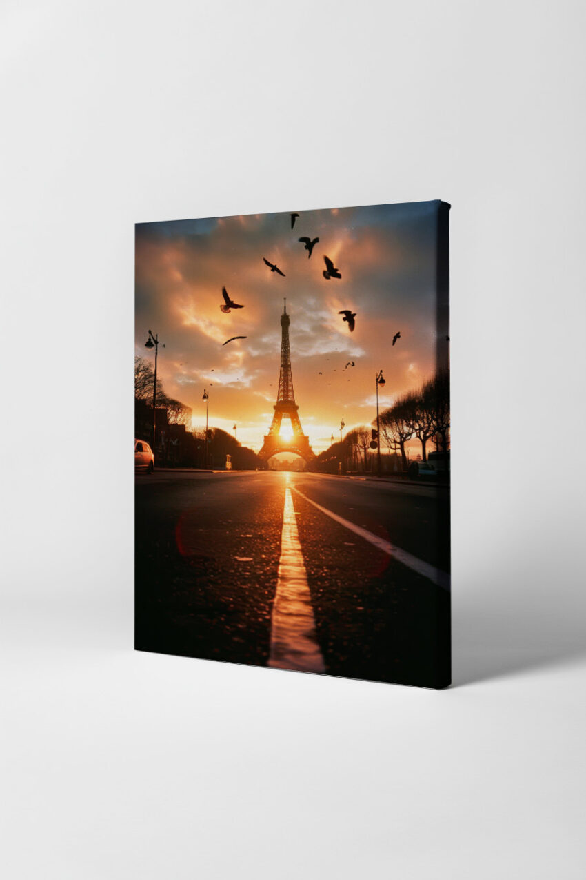 Fotografie Poster Eiffelturm Sonnenuntergang urban warm