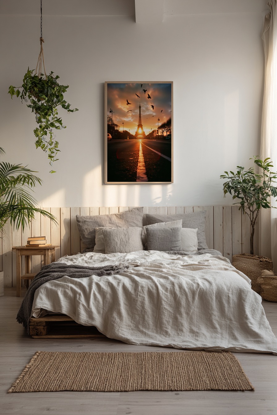 Fotografie Poster Eiffelturm Sonnenuntergang urban warm