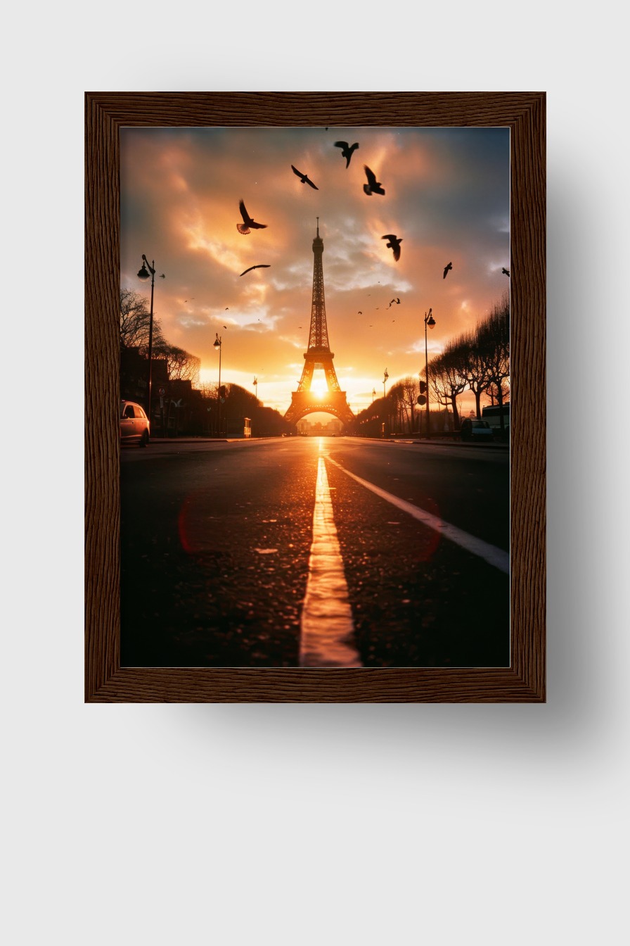 Fotografie Poster Eiffelturm Sonnenuntergang urban warm