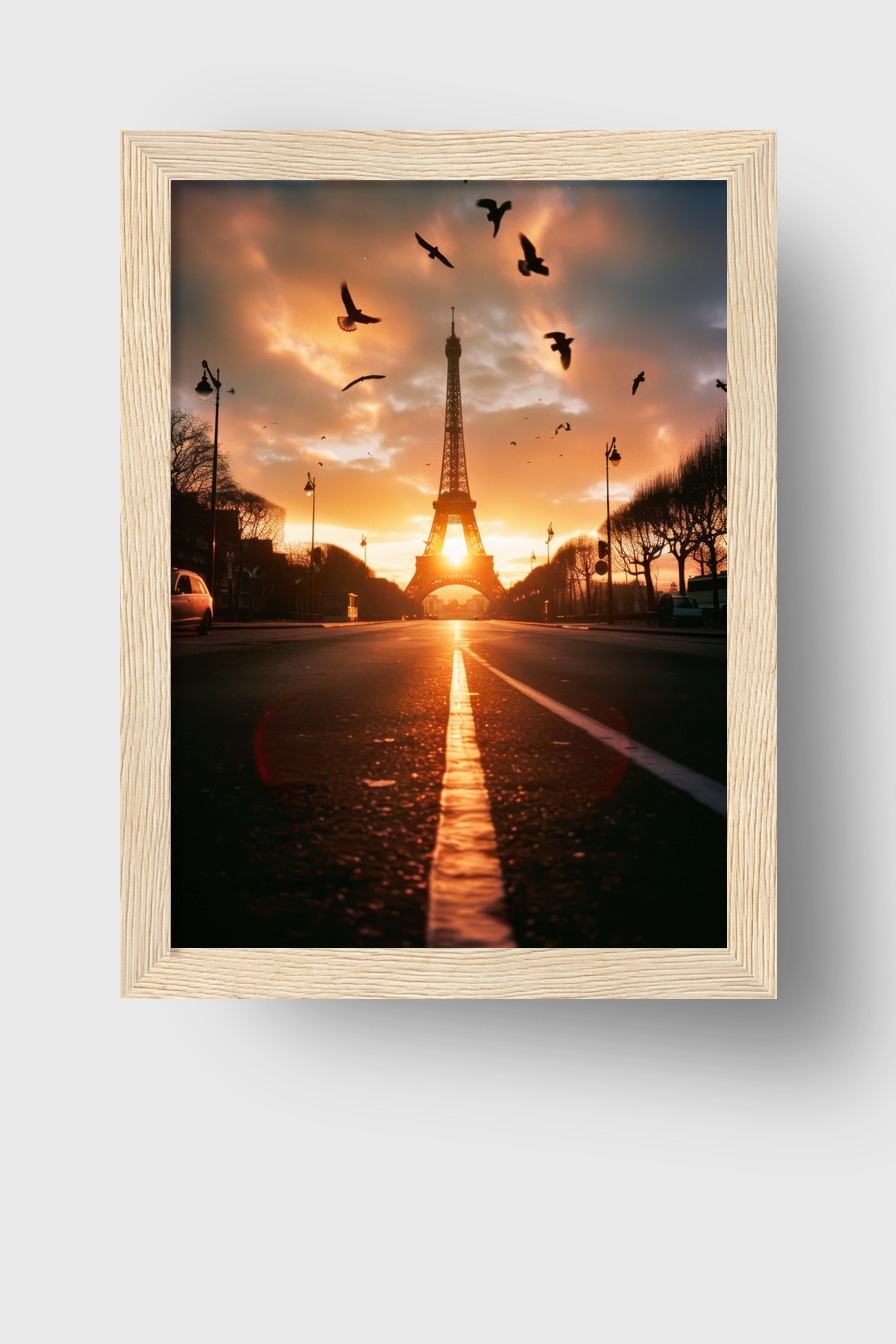 Fotografie Poster Eiffelturm Sonnenuntergang urban warm