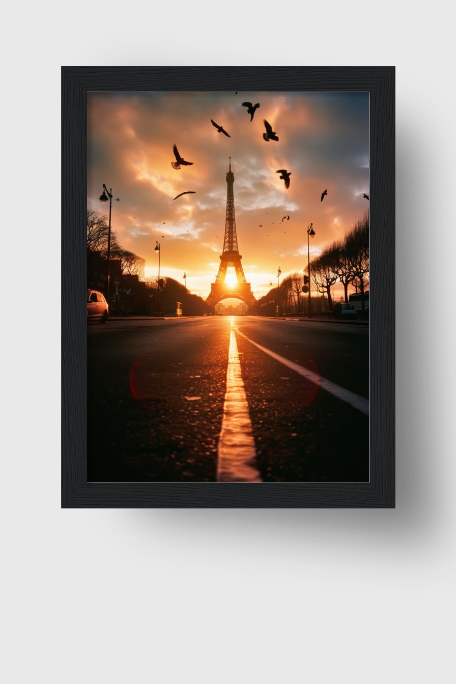 Fotografie Poster Eiffelturm Sonnenuntergang urban warm
