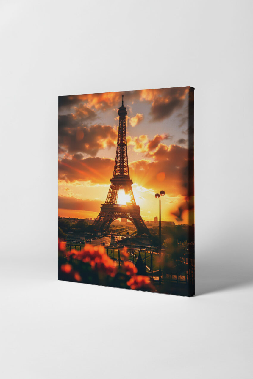 Fotografie Poster Eiffelturm Sonnenuntergang warm orange