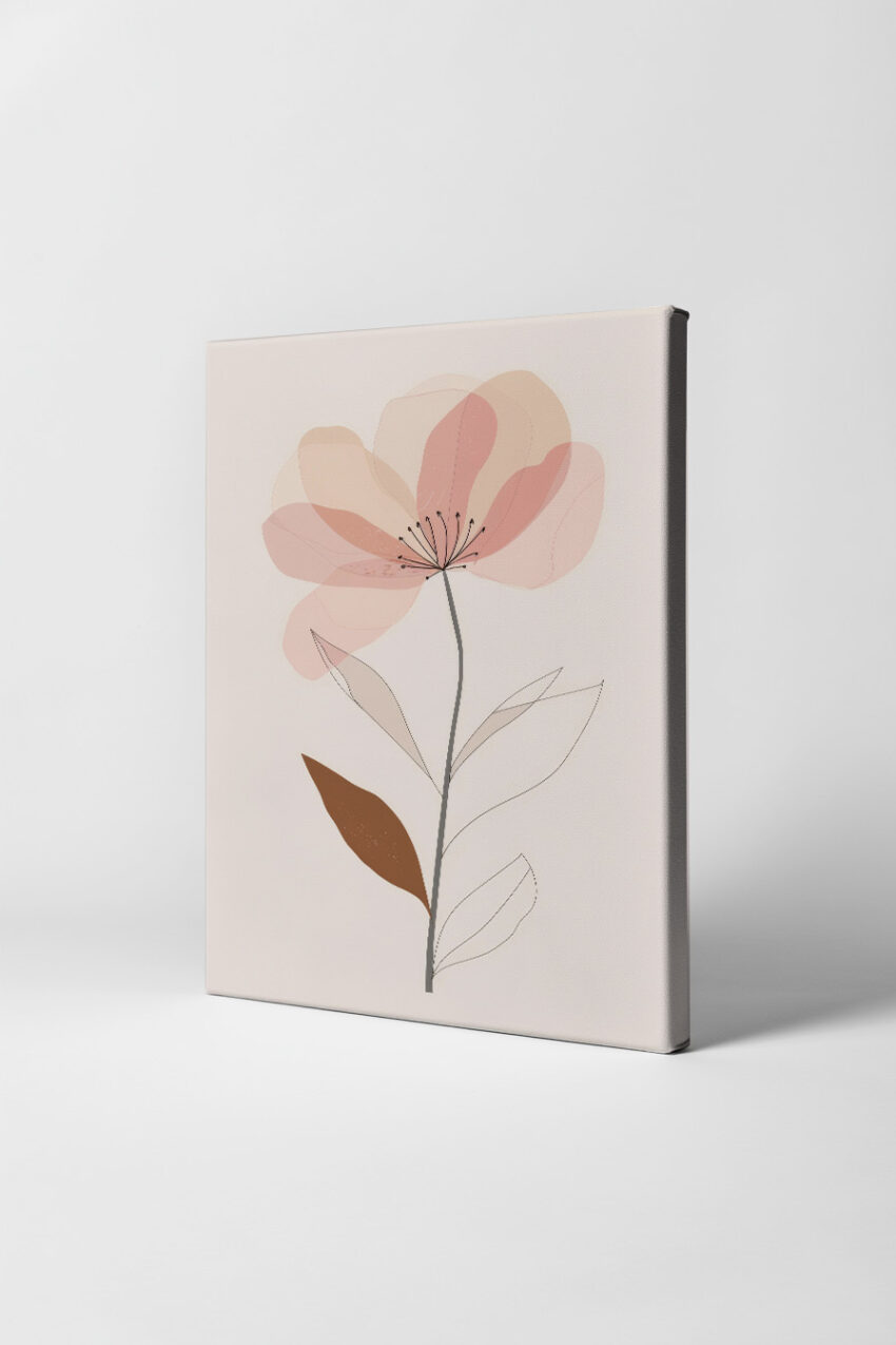 Illustration Poster Blume zart pastel beige braun
