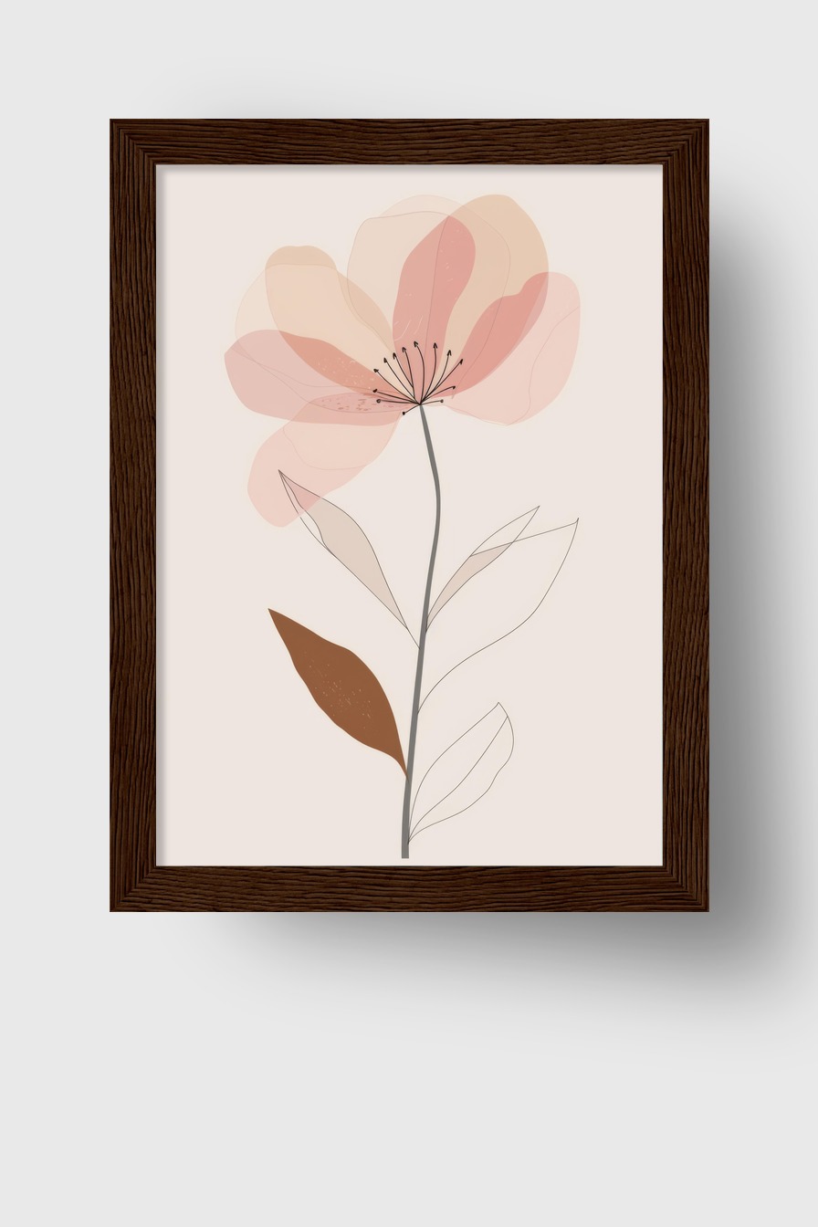 Illustration Poster Blume zart pastel beige braun