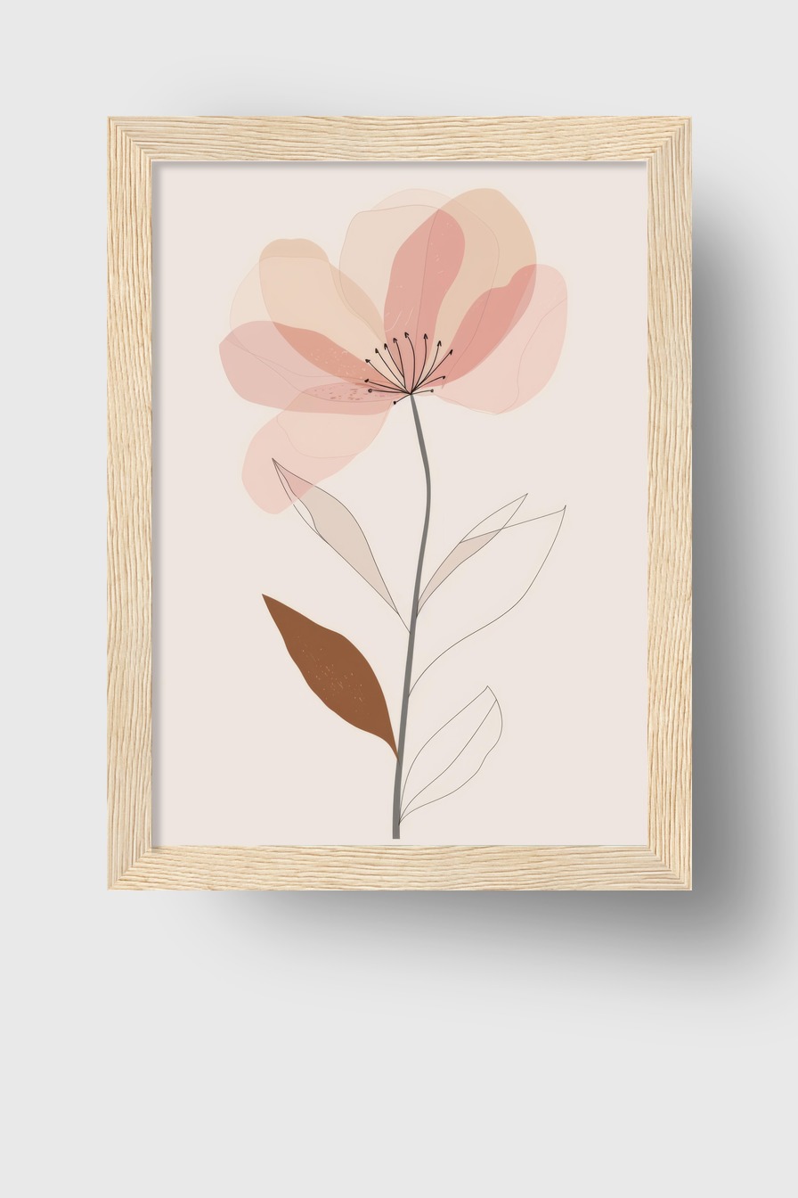 Illustration Poster Blume zart pastel beige braun