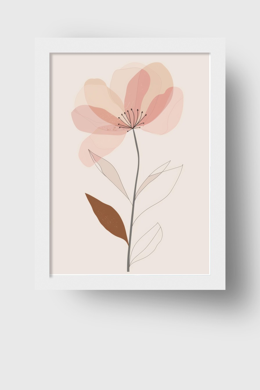 Illustration Poster Blume zart pastel beige braun