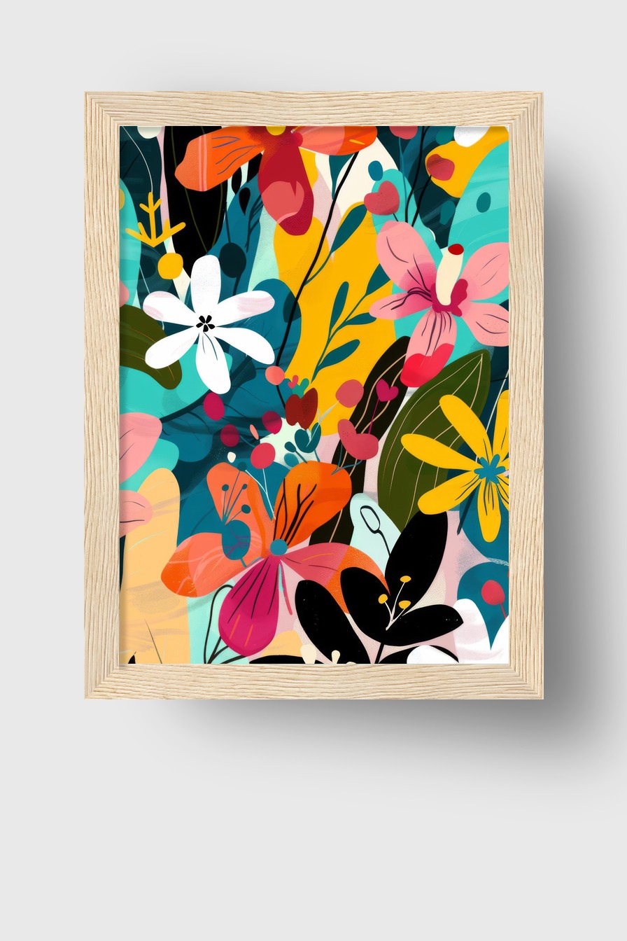 Illustration Poster Blumen bunt lebendig kontrastreich