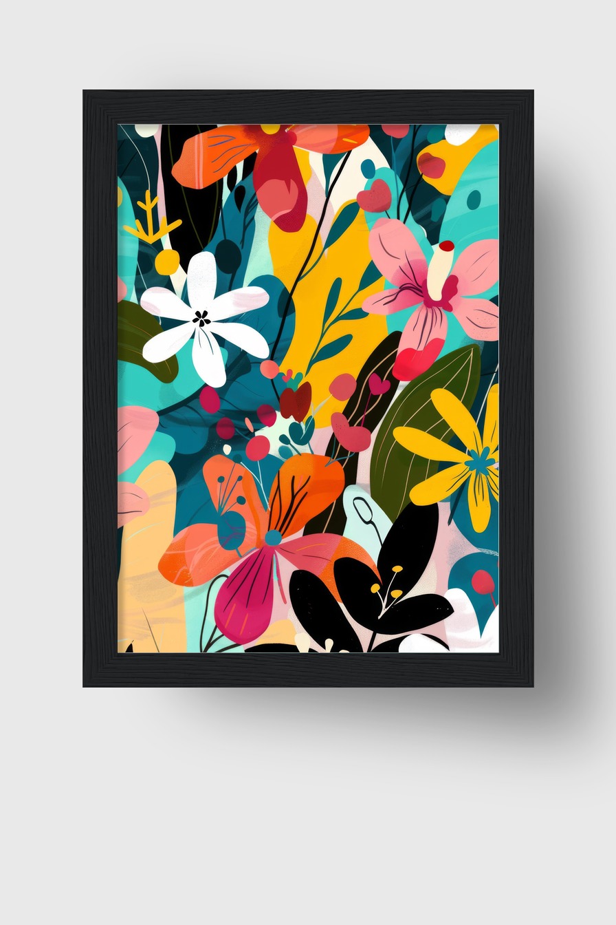 Illustration Poster Blumen bunt lebendig kontrastreich