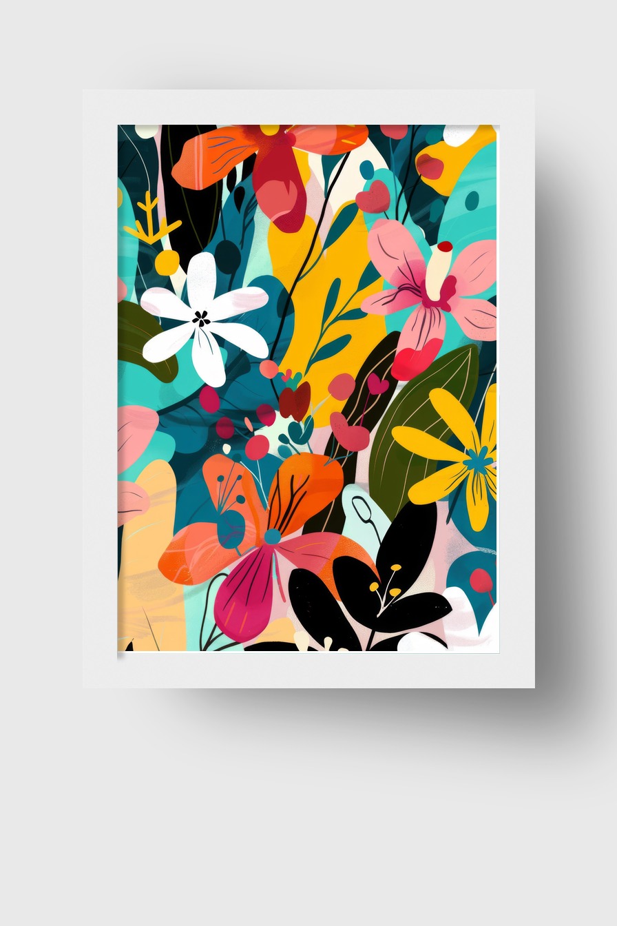 Illustration Poster Blumen bunt lebendig kontrastreich