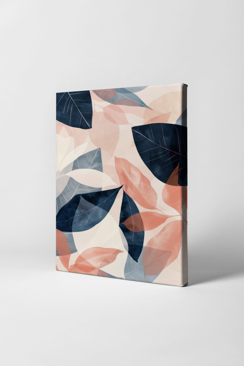 Grafikdesign Poster Blätter transparent blau rosa pastell