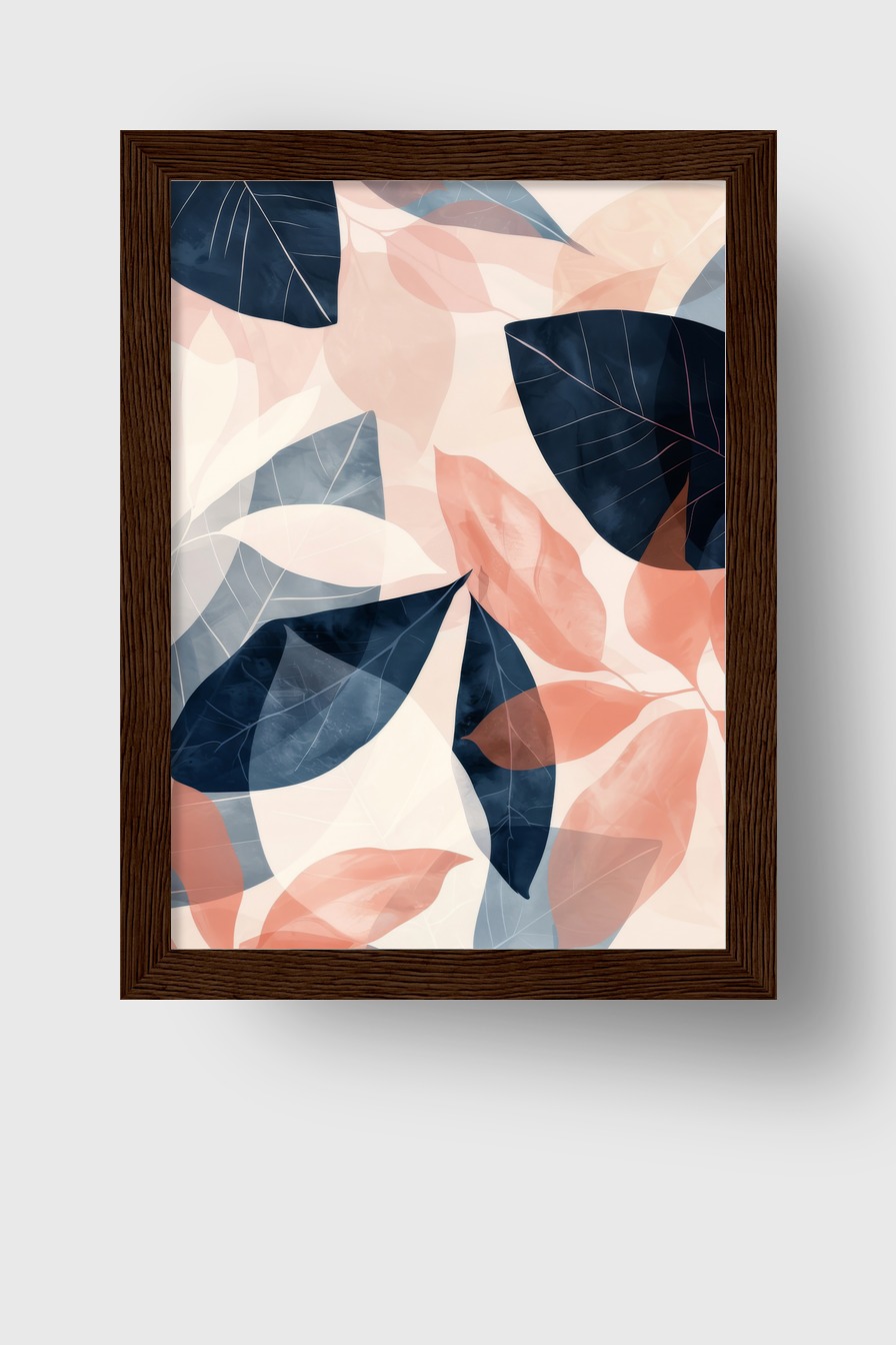 Grafikdesign Poster Blätter transparent blau rosa pastell