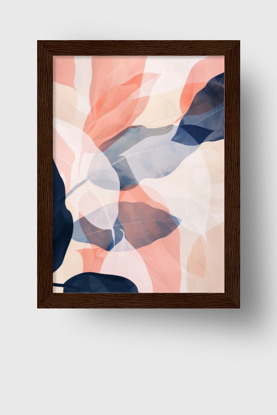 Digitale Kunst Poster Blätter Überlagerung transparent orange blau