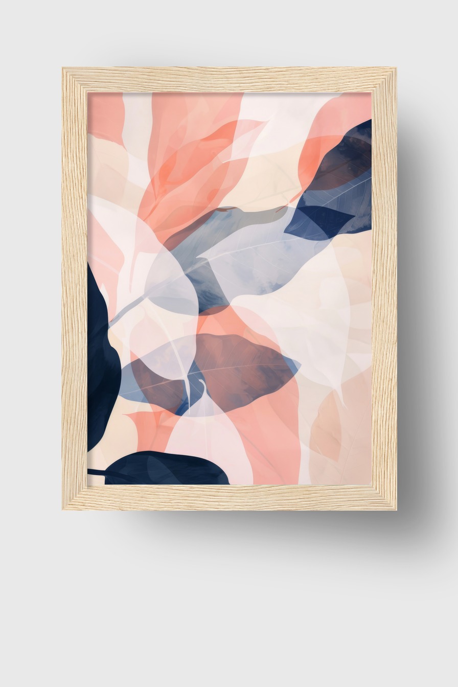 Digitale Kunst Poster Blätter Überlagerung transparent orange blau