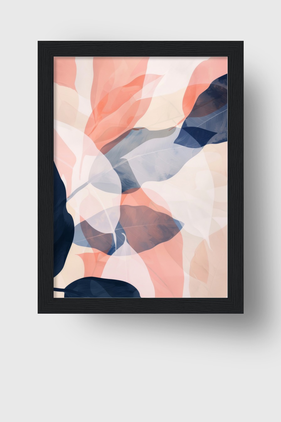 Digitale Kunst Poster Blätter Überlagerung transparent orange blau