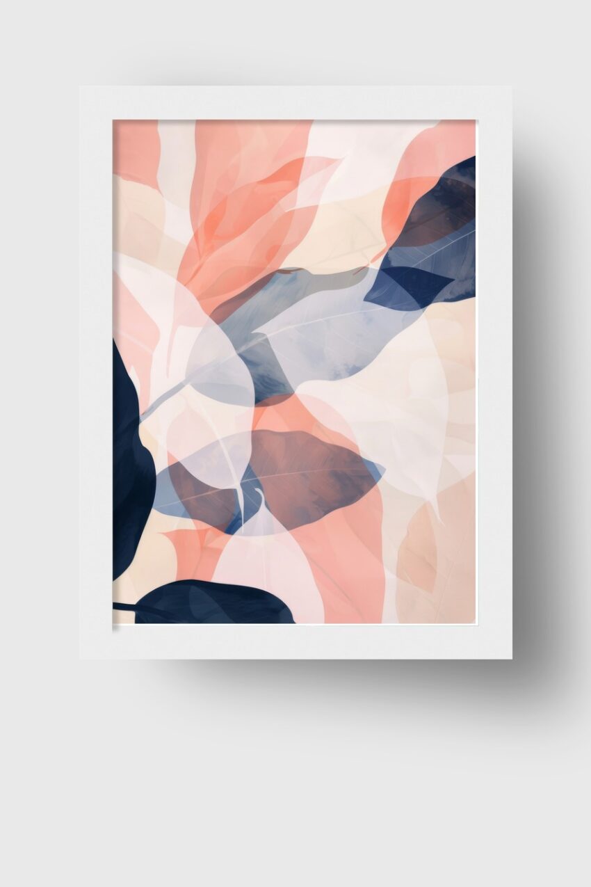 Digitale Kunst Poster Blätter Überlagerung transparent orange blau