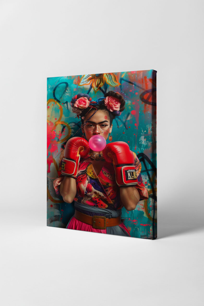 Fotografie Poster Frau mit Boxhandschuhen bunt lebendig