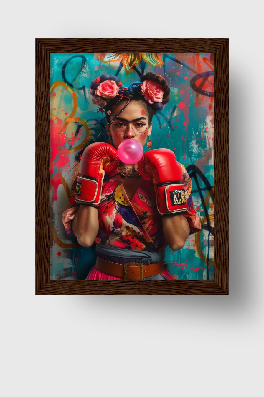 Fotografie Poster Frau mit Boxhandschuhen bunt lebendig