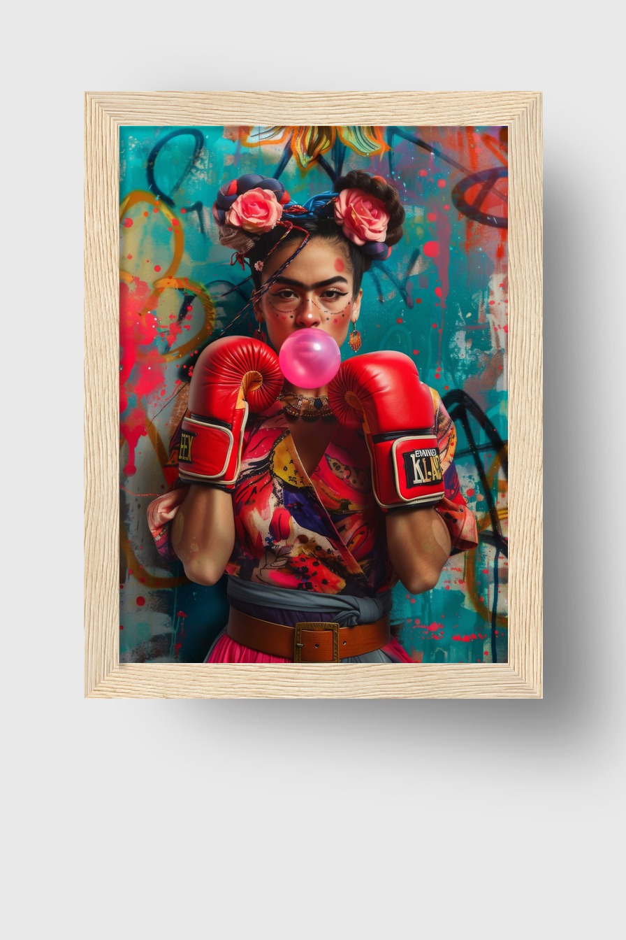 Fotografie Poster Frau mit Boxhandschuhen bunt lebendig