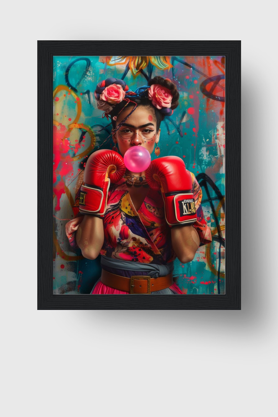 Fotografie Poster Frau mit Boxhandschuhen bunt lebendig