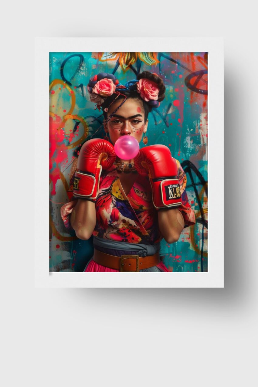 Fotografie Poster Frau mit Boxhandschuhen bunt lebendig