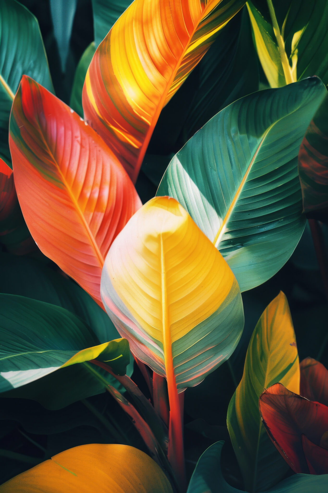 Fotografie Poster Blatt bunt tropisch farbig