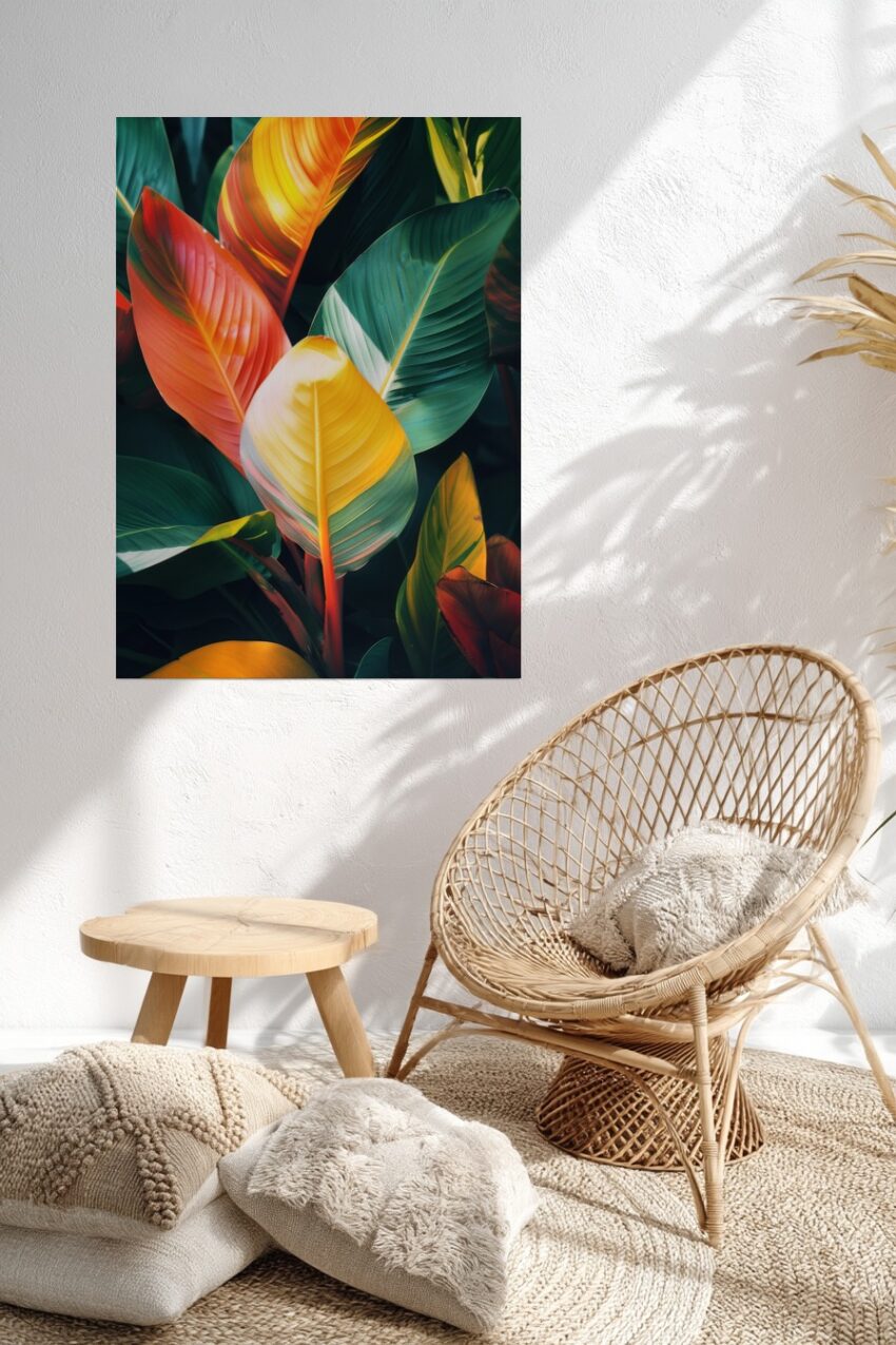 Fotografie Poster Blatt bunt tropisch farbig