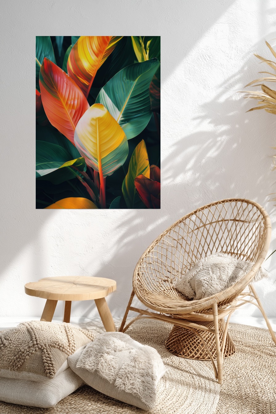 Fotografie Poster Blatt bunt tropisch farbig