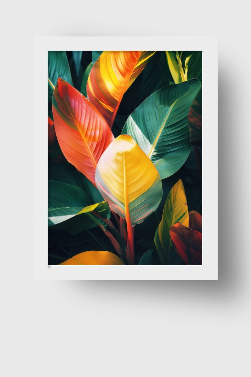 Fotografie Poster Blatt bunt tropisch farbig