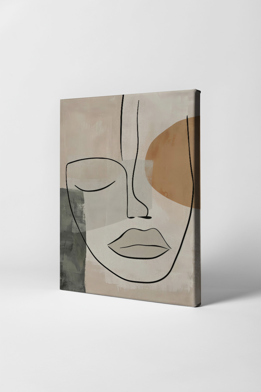 Illustration Poster Gesicht Linien minimalistisch beige grau