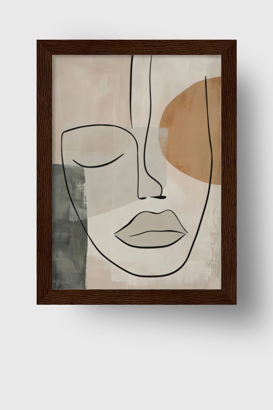 Illustration Poster Gesicht Linien minimalistisch beige grau