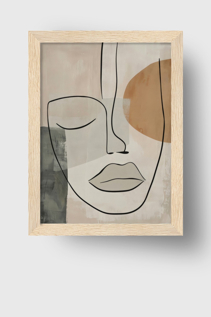 Illustration Poster Gesicht Linien minimalistisch beige grau