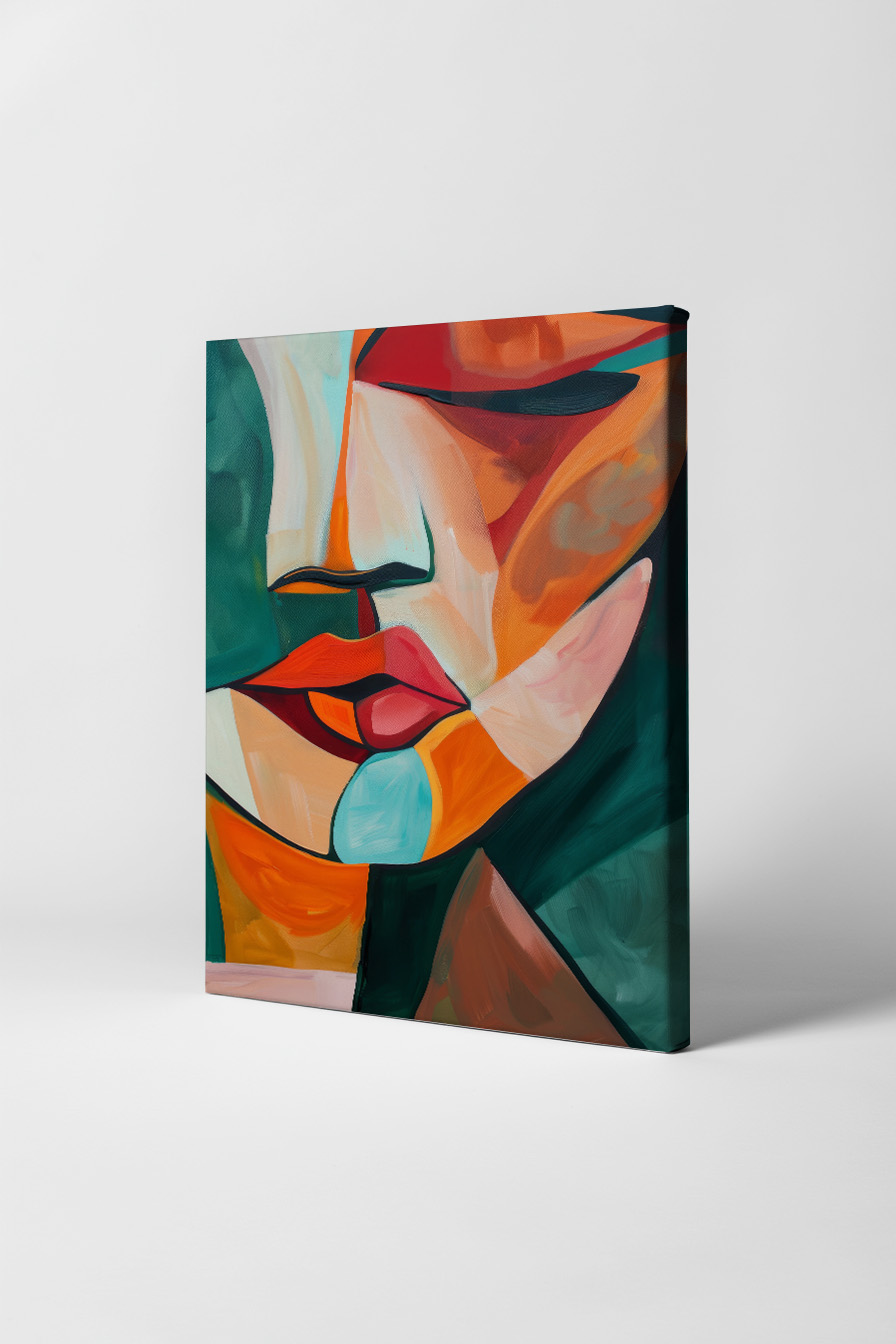 Illustration Poster Frau Gesicht farbflächen orange rot
