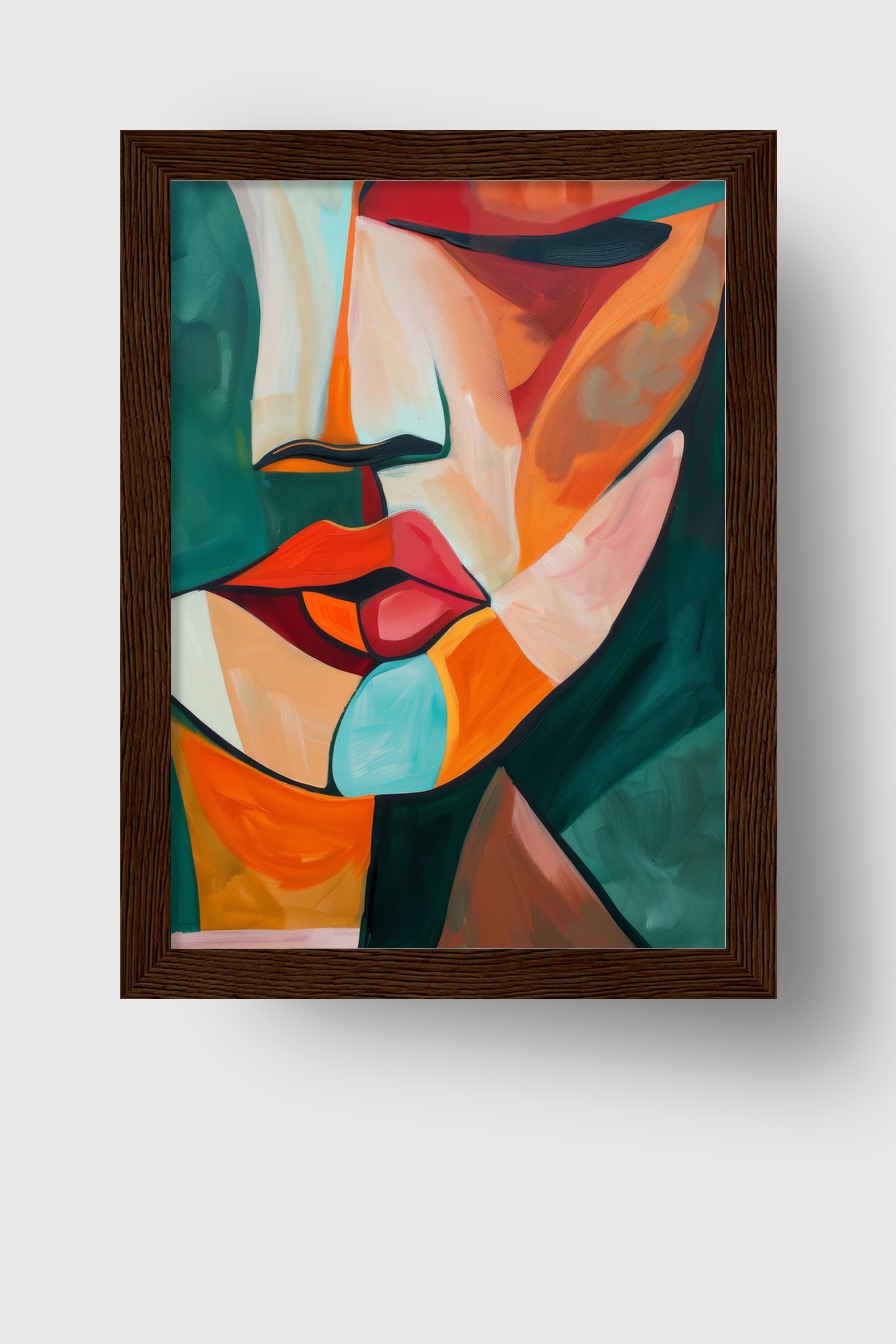 Illustration Poster Frau Gesicht farbflächen orange rot