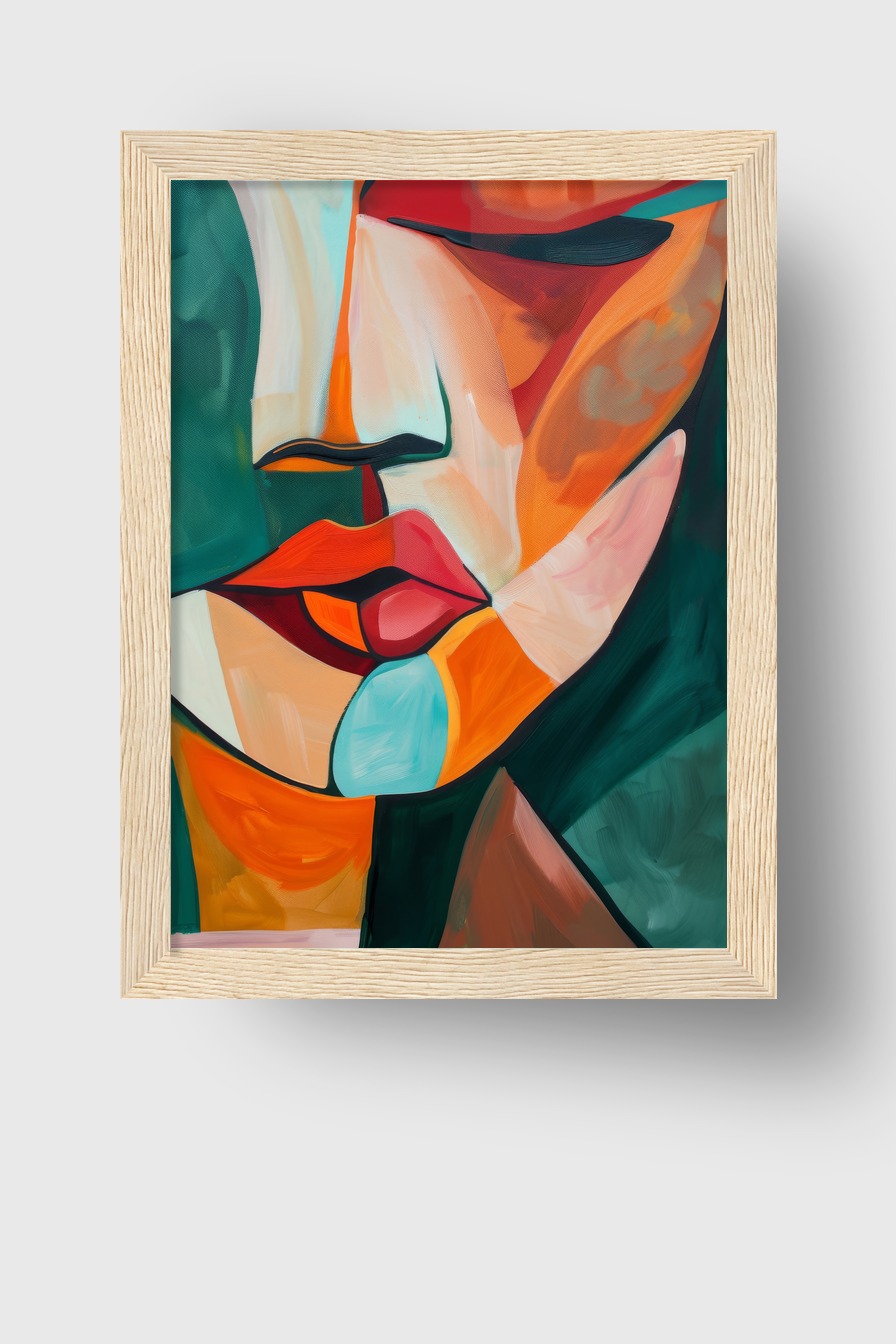 Illustration Poster Frau Gesicht farbflächen orange rot