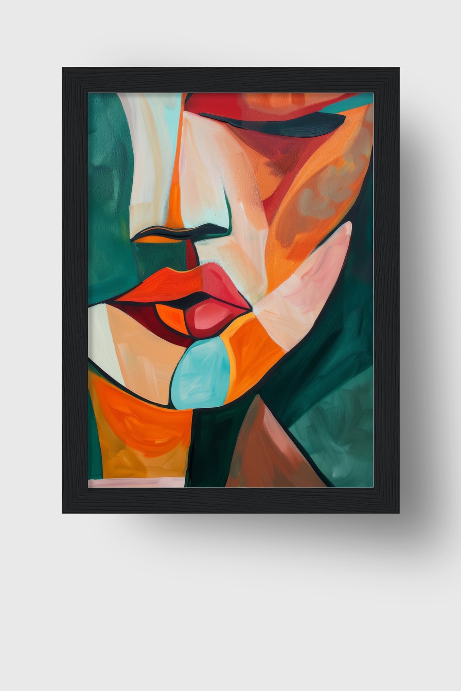 Illustration Poster Frau Gesicht farbflächen orange rot