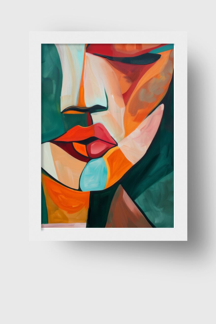 Illustration Poster Frau Gesicht farbflächen orange rot
