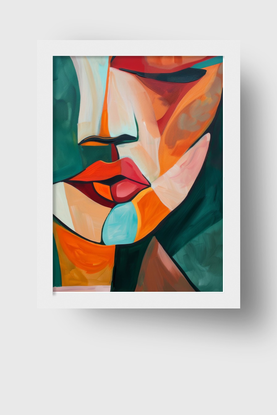 Illustration Poster Frau Gesicht farbflächen orange rot