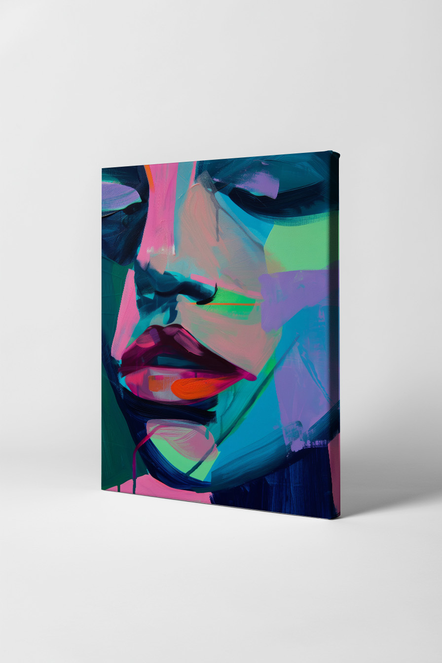 Digitale Kunst Poster Mund farbig abstrakt rot blau grün