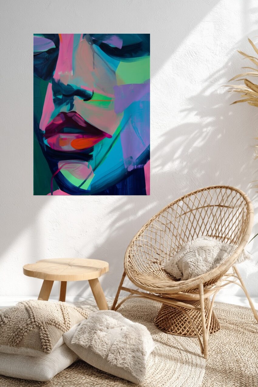 Digitale Kunst Poster Mund farbig abstrakt rot blau grün