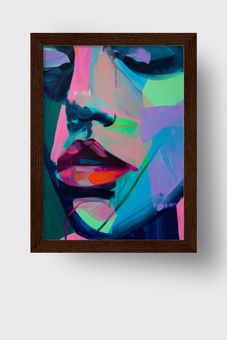 Digitale Kunst Poster Mund farbig abstrakt rot blau grün