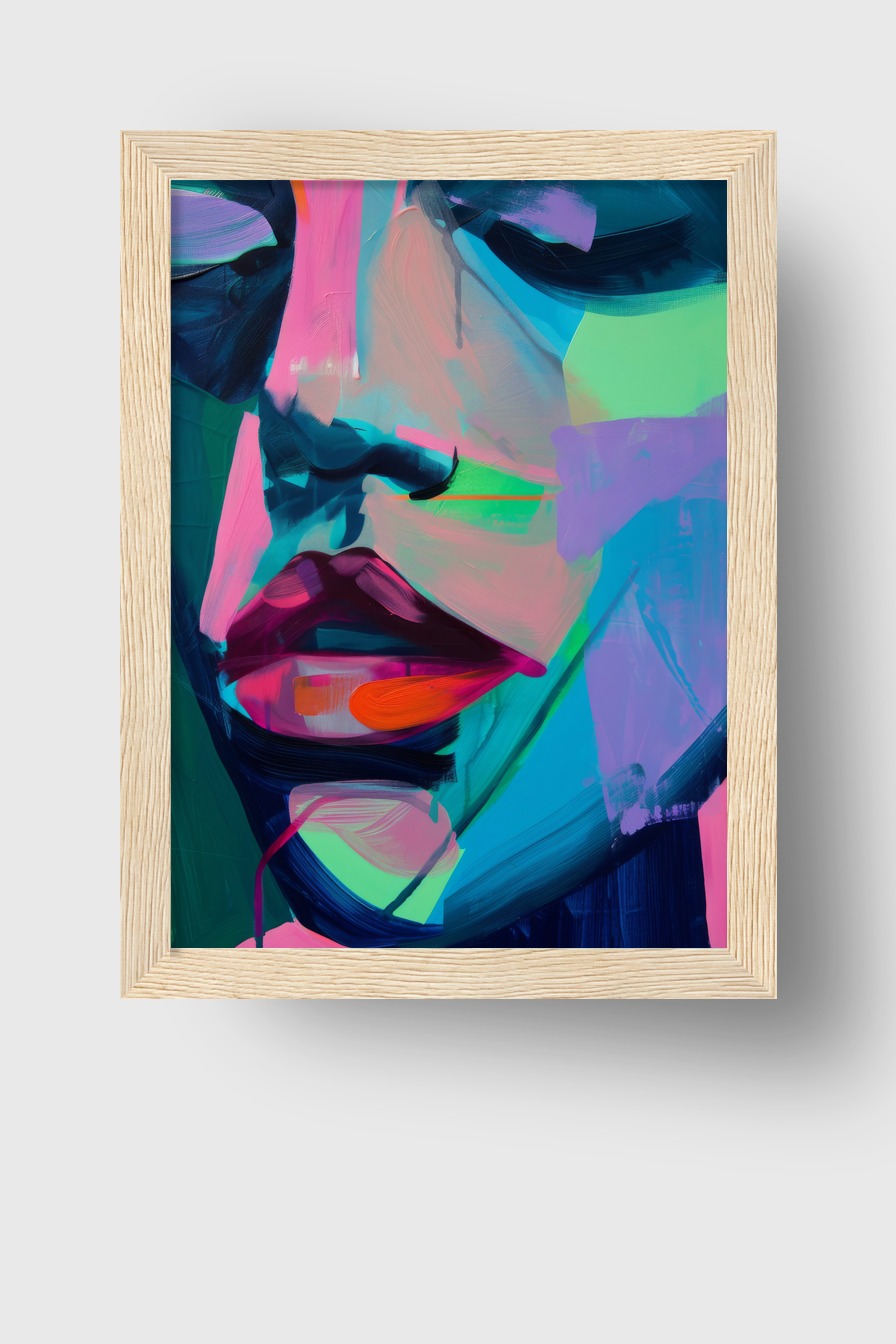 Digitale Kunst Poster Mund farbig abstrakt rot blau grün
